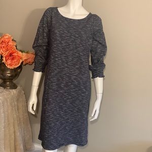 💙Talbots navy&white cotton midi dress XS
